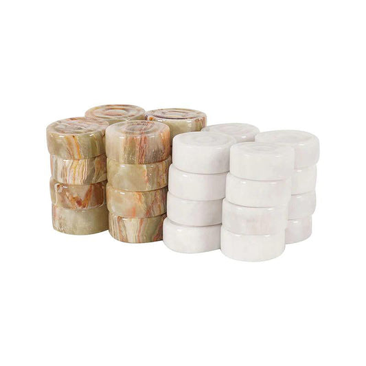 Marble Checkers Figures - White & Green
