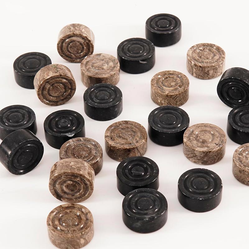 Marble Checkers Figures - Oceanic and Black