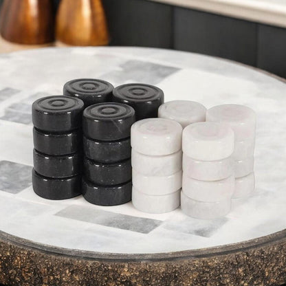 Marble Checkers Figures - White & Black