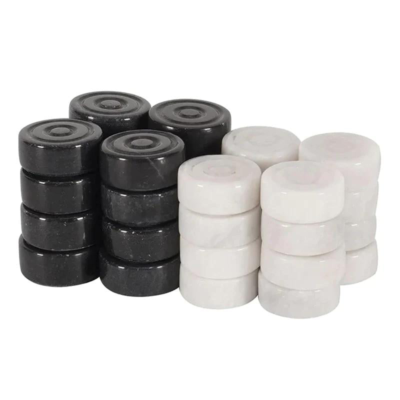 Marble Checkers Figures - White & Black