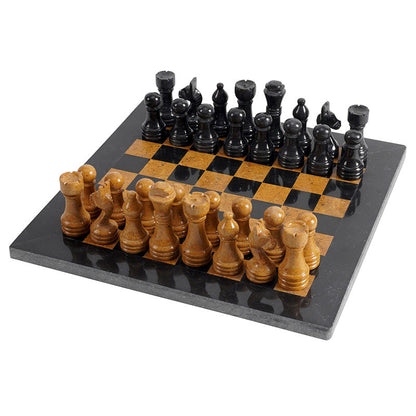 Marble Chess Set 30cm – Black & Golden