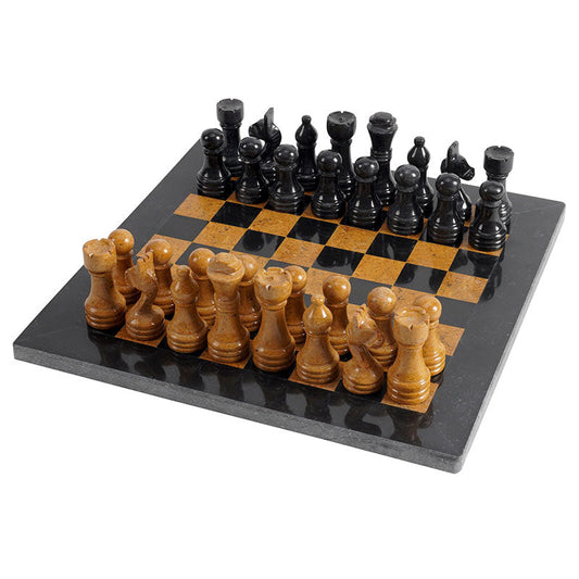 Marble Chess Set 30cm – Black & Golden