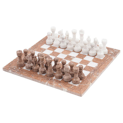 Marble Chess Set 38cm – Marinara & White