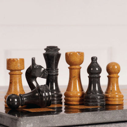 Marble Chess Set 30cm – Black & Golden