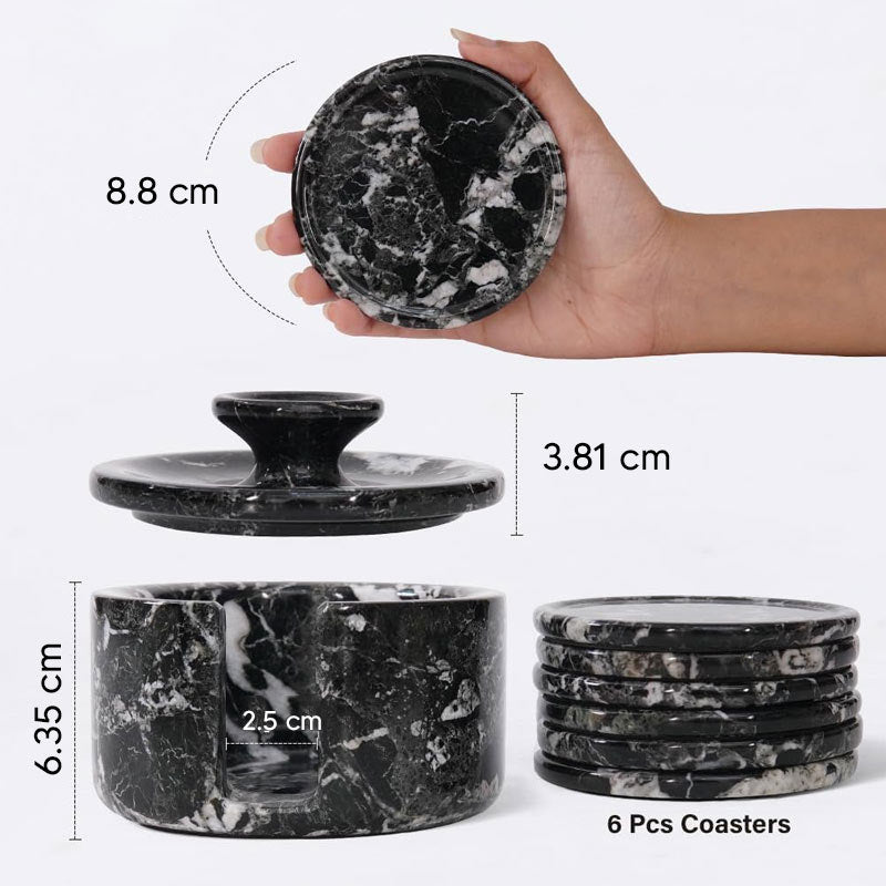 Marble Coaster Set - Round with Cap