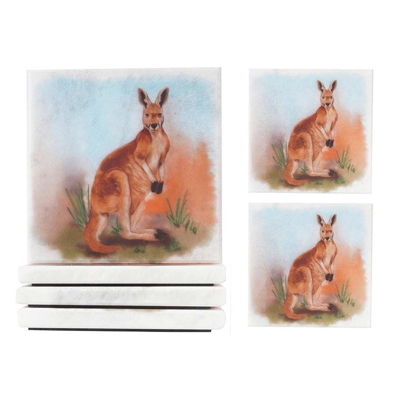 Marble Australian Wild Life Printed Coasters - Set of 4
