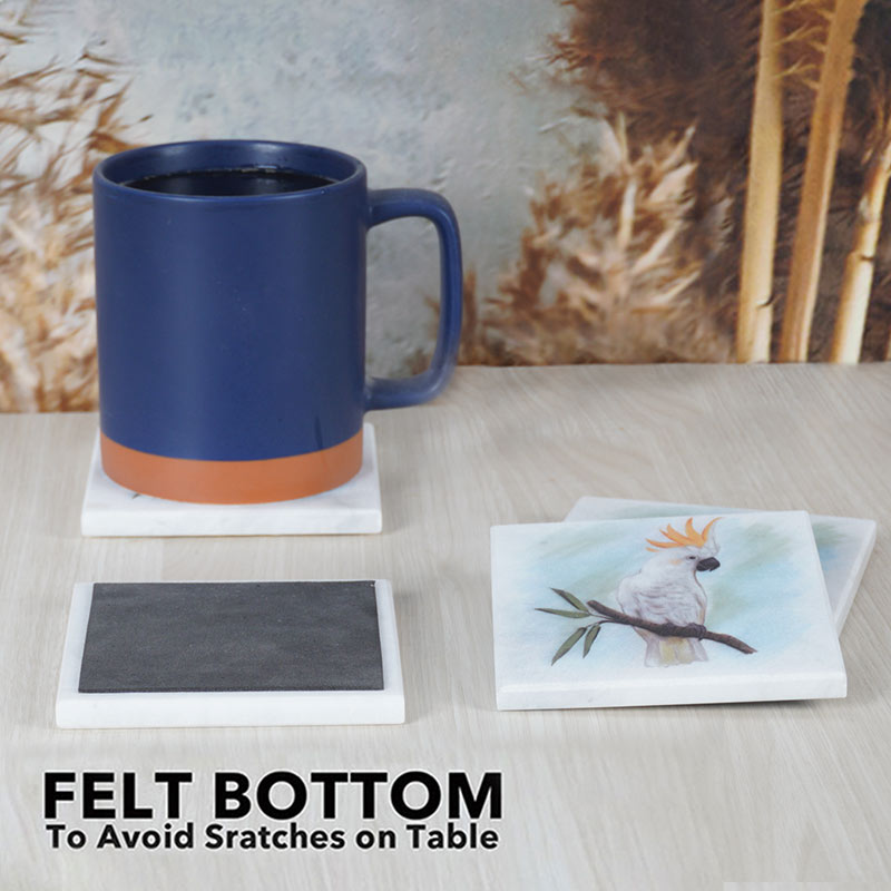 Marble Australian Birds Printed Coasters - Set of 4