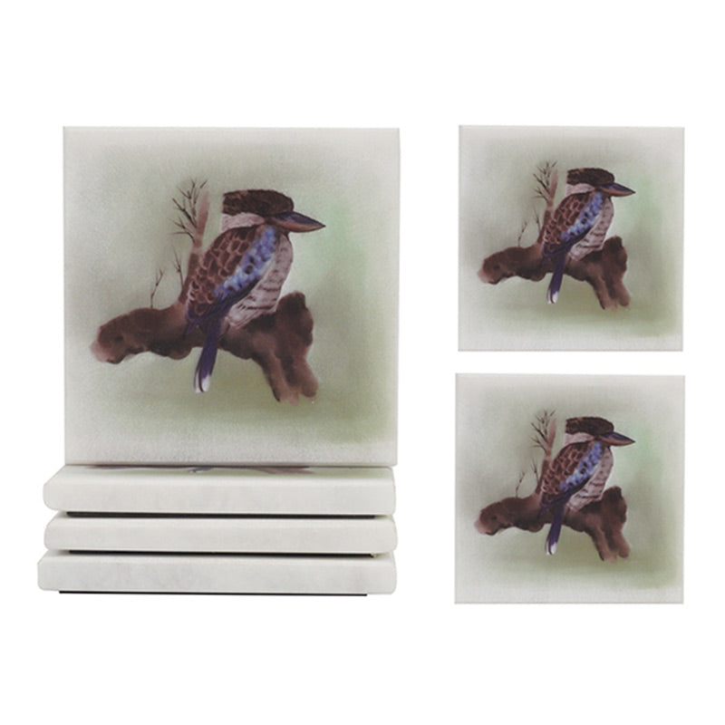 Marble Australian Birds Printed Coasters - Set of 4