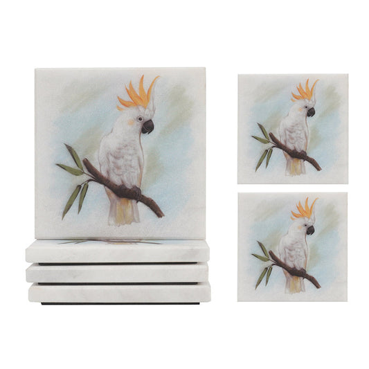 Marble Australian Birds Printed Coasters - Set of 4