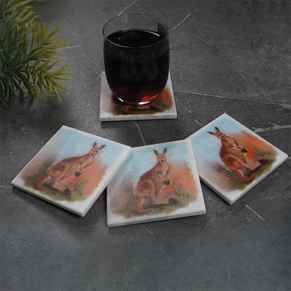 Marble Australian Wild Life Printed Coasters - Set of 4
