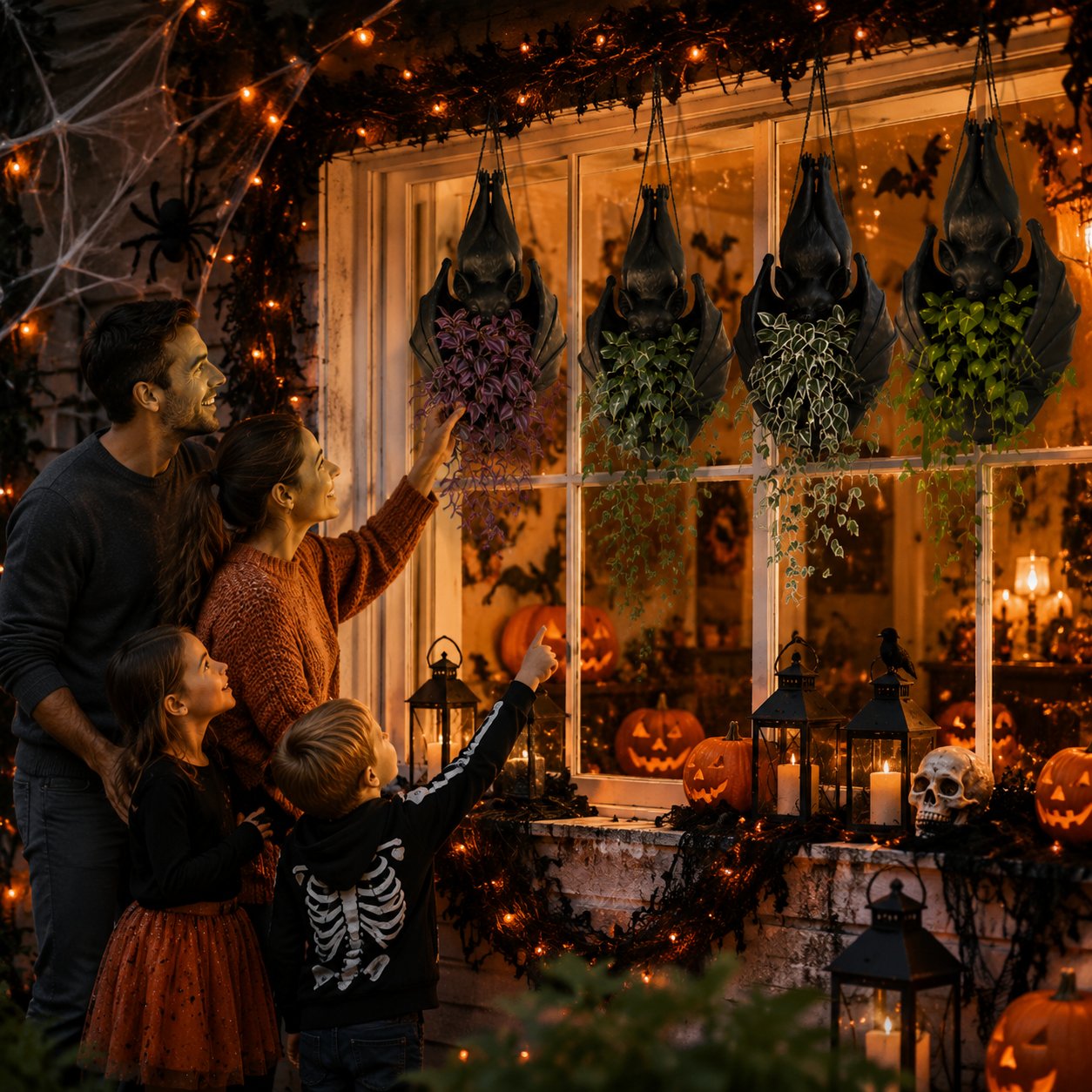 Hanging Bat Plant Pot — Gothic Halloween Planter 14