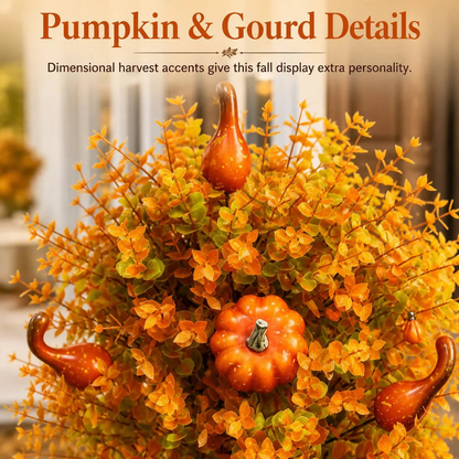 Artificial Fall Pumpkin Tree Stakes — Autumn Garden Decor 9