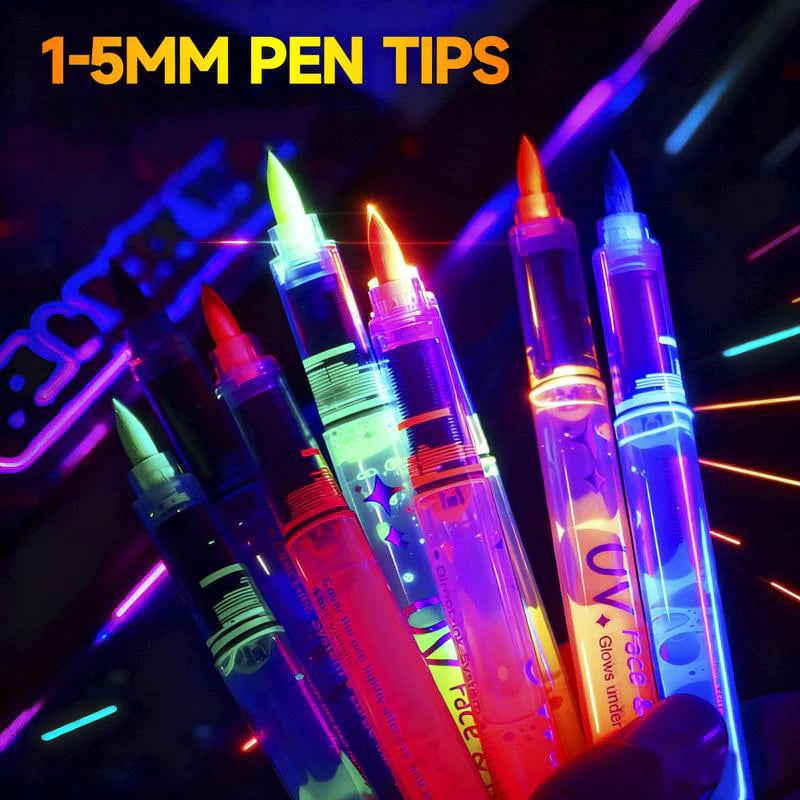 UV Glow Face & Body Paint Markers Set — Halloween Party Kit 18