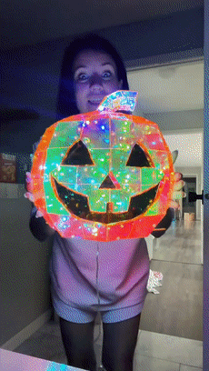 Colorful Pumpkin Prism Lamp — Halloween Art Sculpture Night Light 15