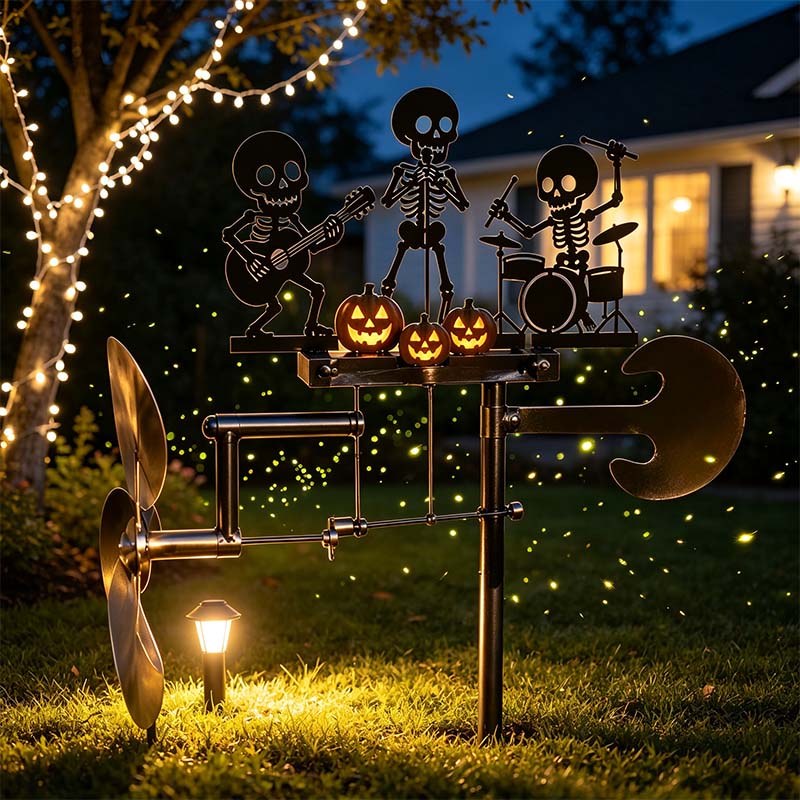 Skeleton Drummer Kinetic Wind Spinner — Halloween Garden Metal Yard Decor 8