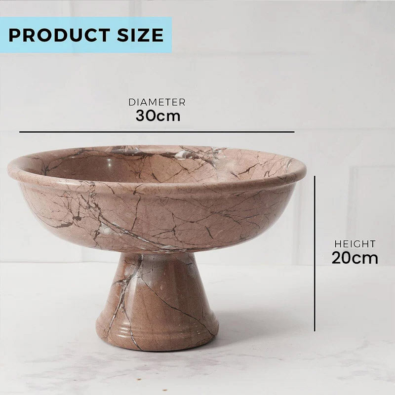 Marble Pedestal Fruit Bowl - 30cm