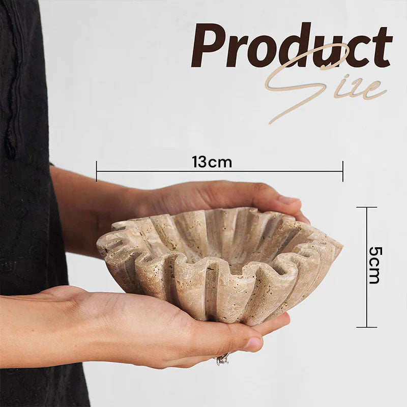Marble Ruffle Fruit Bowl (Travertine)