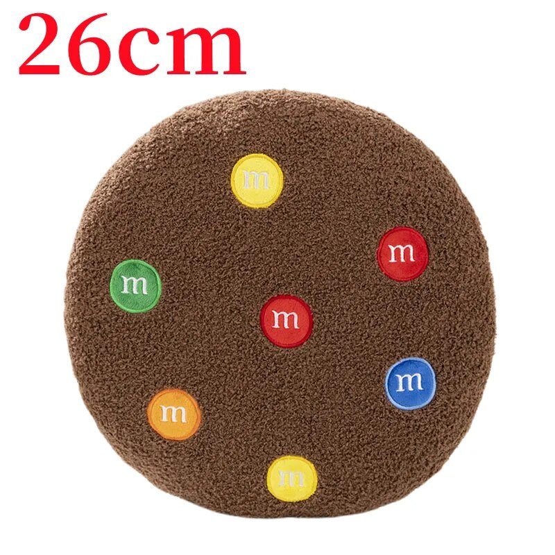 Anyhouz Plush Pillow Dark Brown Chocolate Cookies Biscuit Shape Stuffed Soft Pillow Seat Cushion Room Decor 26cm