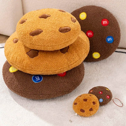 Anyhouz Plush Pillow Dark Brown Chocolate Cookies Biscuit Shape Stuffed Soft Pillow Seat Cushion Room Decor 26cm