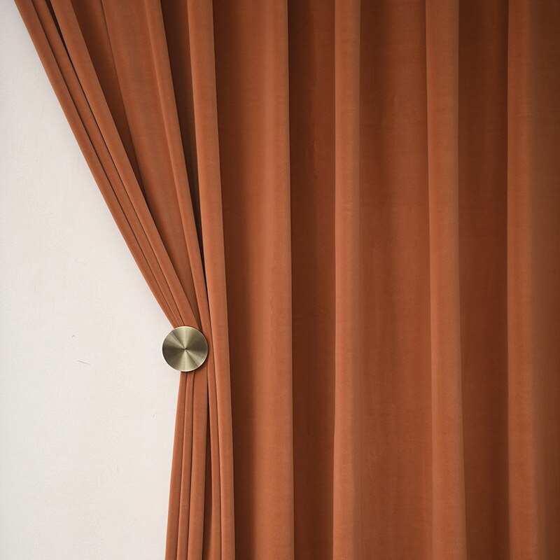 Anyhouz 250cm Mustard High Quality Modern Wool Velvet Blackout Curtains for Living Room Bedroom Dining Luxury Window Drape