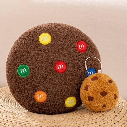 Anyhouz Plush Pillow Dark Brown Chocolate Cookies Biscuit Shape Stuffed Soft Pillow Seat Cushion Room Decor 26cm