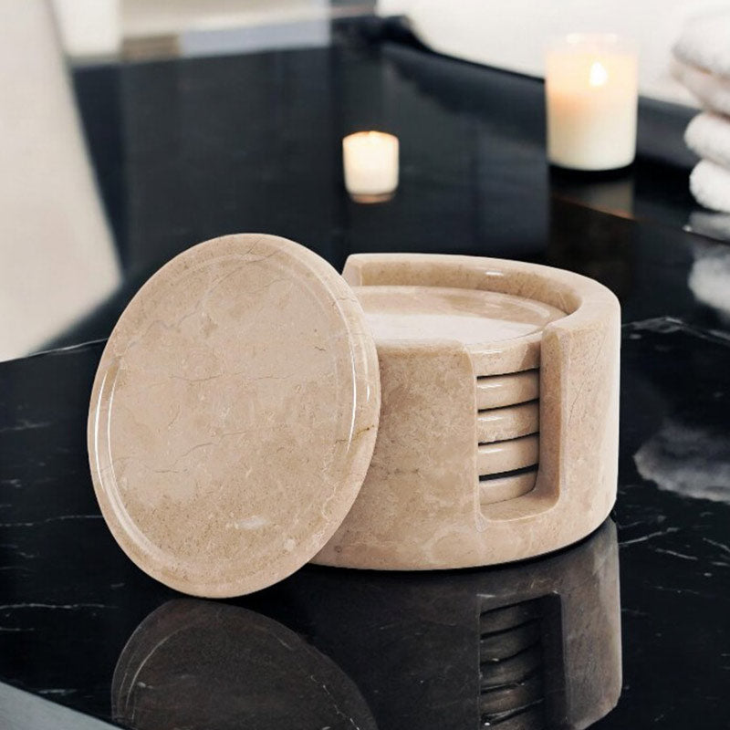 Marble Coaster Set with Holder
