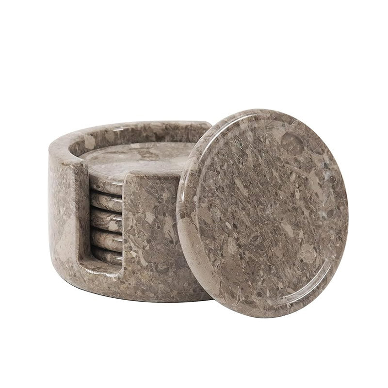 Marble Coaster Set with Holder