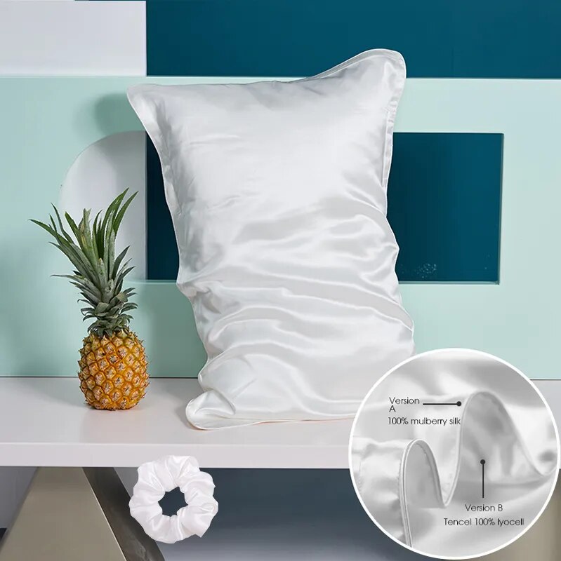 Anyhouz Pillowcase 51x66cm White Pure Real Silk For Comfortable And Relaxing Home Bed