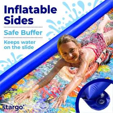 Stargo™ Undersea Twin-Lane Water Slide with Splash Pad & Clownfish Boards – 18ft  | Summer Backyard Fun for Kids