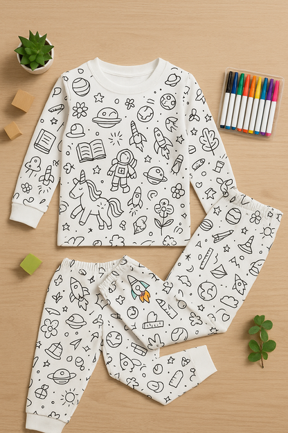 ScribbleDreams™ Sketch Colorful Children's Pajama Set