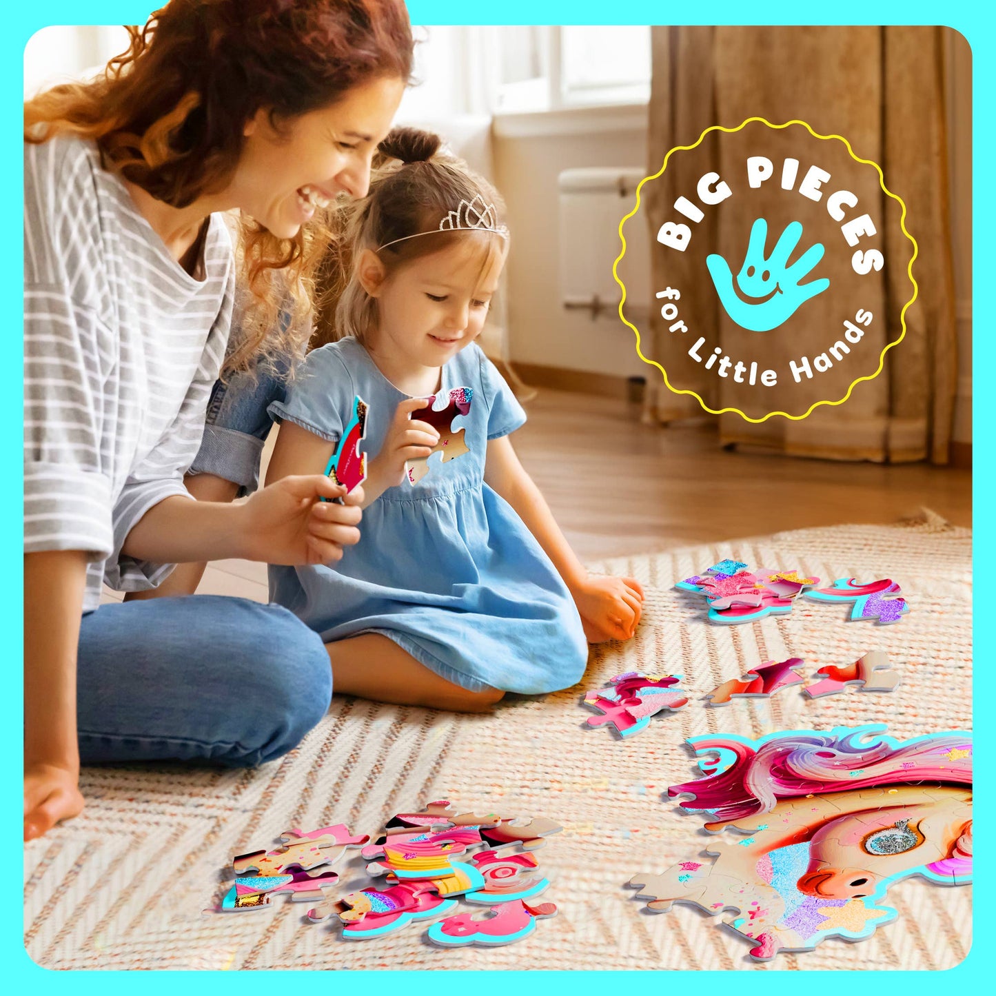 Shimmery Unicorn Floor Puzzle - 45 Giant Pieces, 30in x 36in Jumbo Kids Puzzle