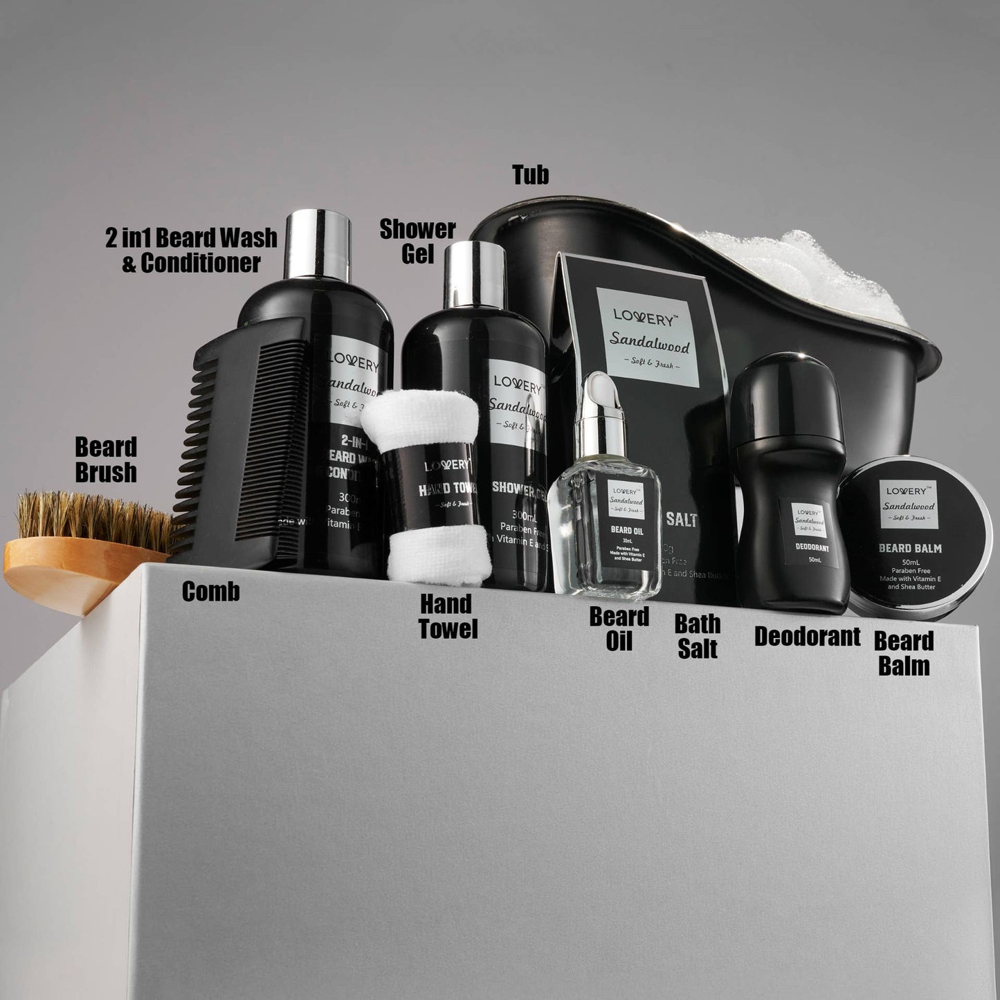 Luxury Beard Grooming Kit For Men, Sandalwood Bath Gift Set