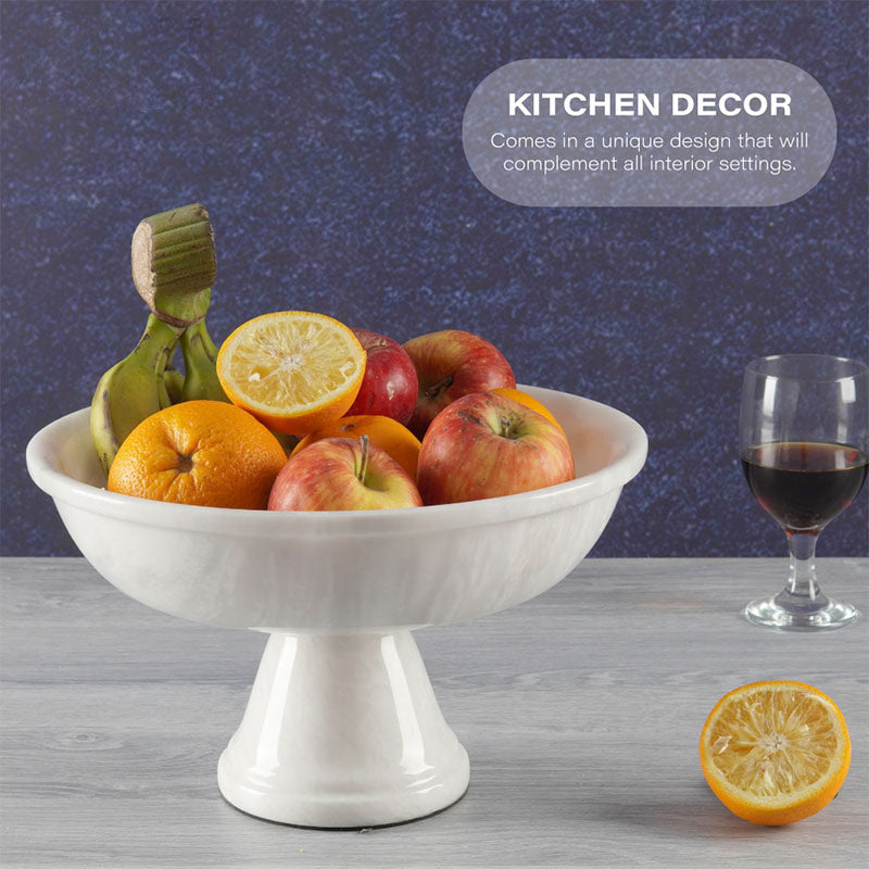 Marble Pedestal Fruit Bowl - 30cm