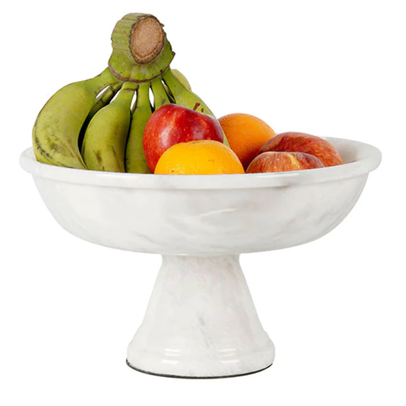 Marble Pedestal Fruit Bowl - 30cm
