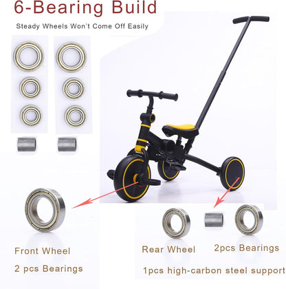 The six sealed bearings used in the front and rear wheels of the KINDRIDE Rove