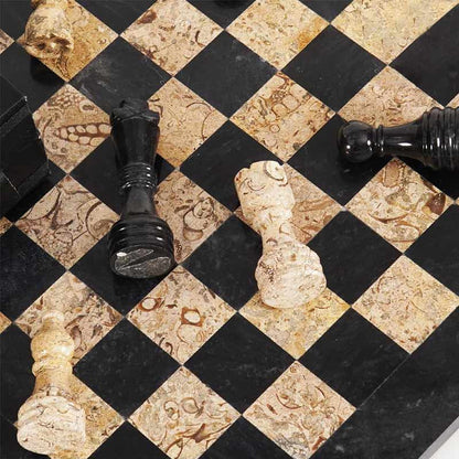 Marble Chess Set 30cm – Black Zebra & White Onyx