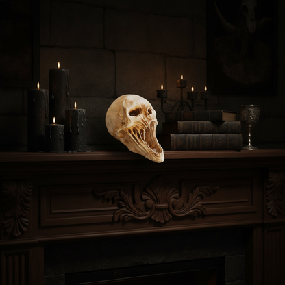 Gothic Demon Skull Sculpture — Dark Fantasy Home Decor — lifestyle