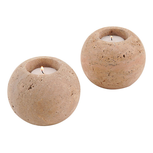 Marble Tealight Candle Holder - Set of 2 (Travertine)