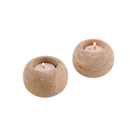 Marble Tealight Candle Holder - Set of 2 (Travertine)