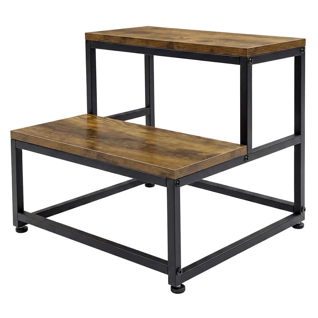 Levede 2-Step Stool Non Slip Portable Bathroom Kitchen Kids Adult Pet Use Brown — image 1
