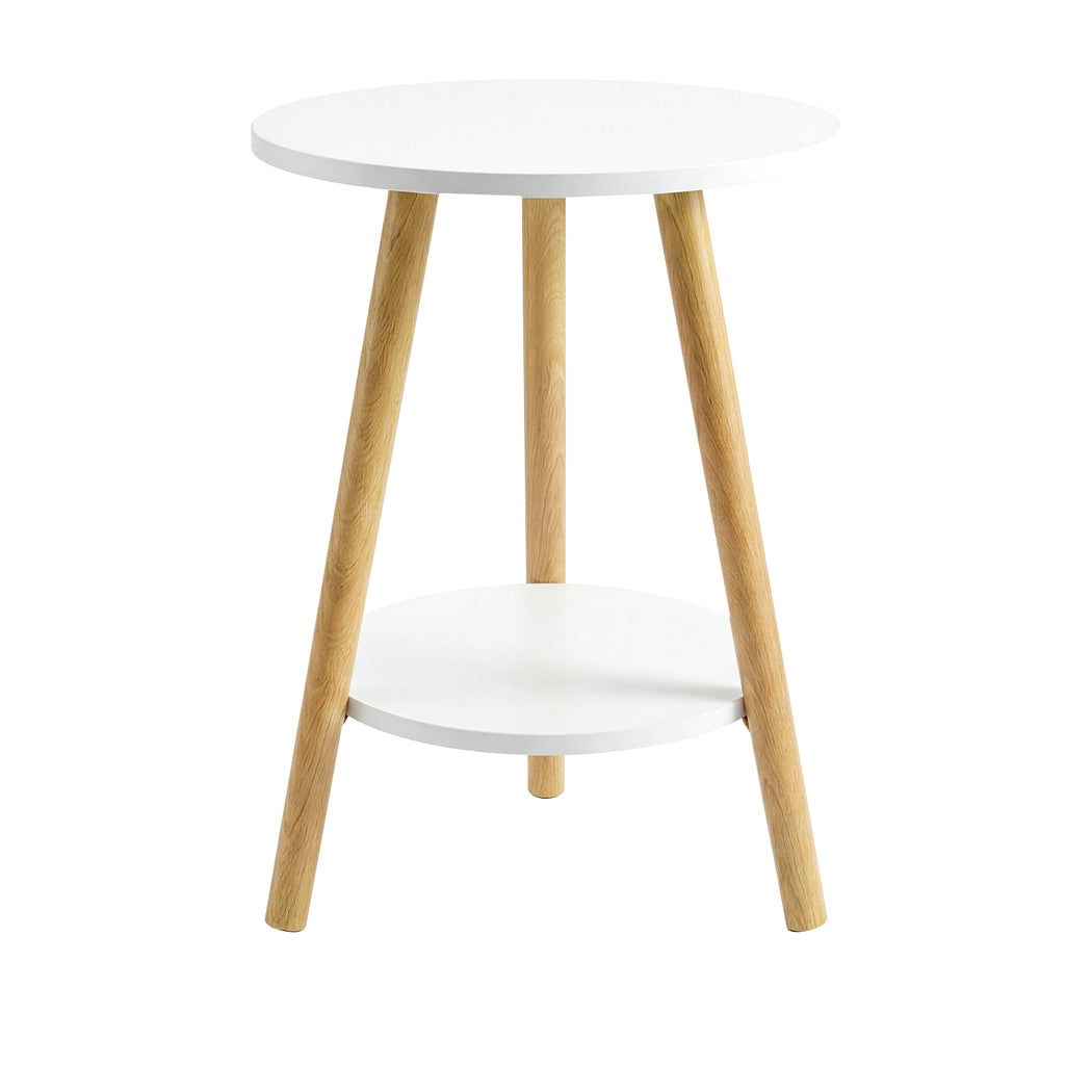 Levede Round Coffee Table 2-Layer Living Room End Tables Bedroom Side Tables — image 1