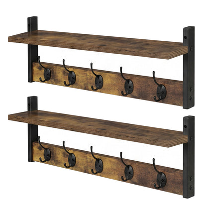 Levede Coat Rack Shelf Wall Mounted Entryway Double Hook Wall Floating Hat Rack — image 1