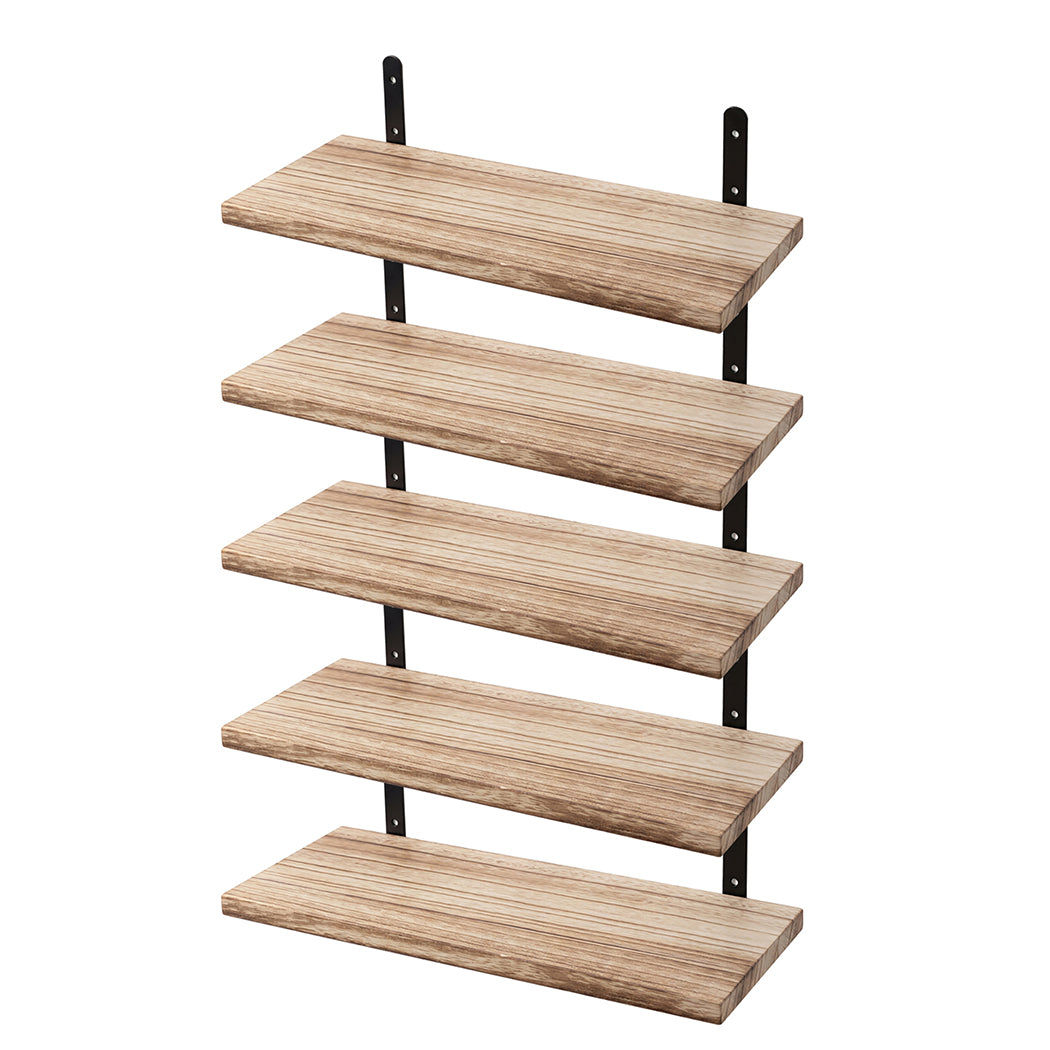 Levede Floating Wall Shelves 5Pcs Wood Wall Mounted Rustic Display Rack Bedroom — image 1