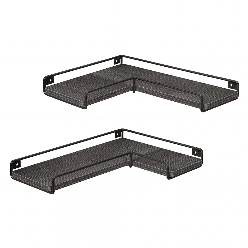 Levede Floating Shelves 2Pcs DIY Corner Wall Shelf Storage Display Rack Bedroom — image 1