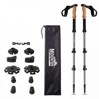 Mountview 2 Pcs Hiking Trekking Poles Walking Stick Adjustable Lightweight Grey — image 1