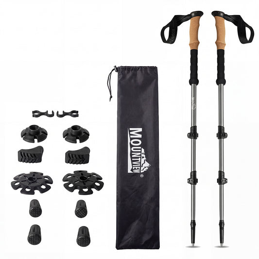 Mountview 2 Pcs Hiking Trekking Poles Walking Stick Adjustable Lightweight Grey — image 1