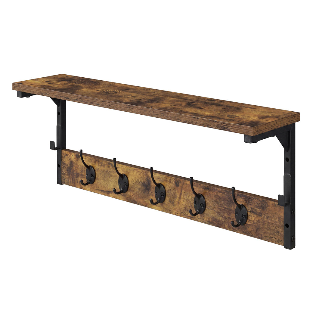 Levede Coat Rack Shelf Wall Mounted 7 Hooks Wall Floating Hat Rack Living Room — image 1