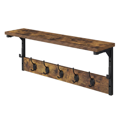 Levede Coat Rack Shelf Wall Mounted 7 Hooks Wall Floating Hat Rack Living Room — image 1