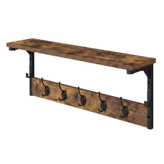 Levede Coat Rack Shelf Wall Mounted 7 Hooks Wall Floating Hat Rack Living Room — image 1