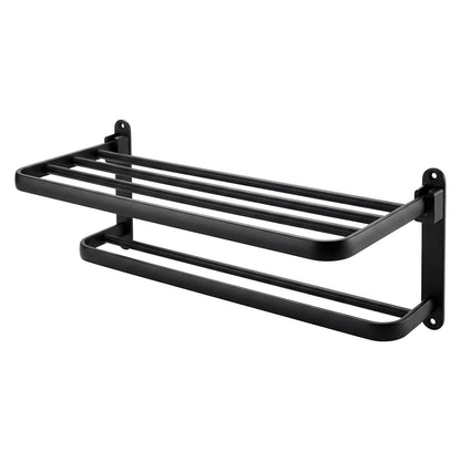 Levede Towel Rack Bathroom 2 Bars Rail Holder Wall Mounted Storage Shelf Black — image 1